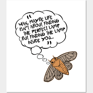 Find the Lamp Inside You // Funny Moth Design Posters and Art